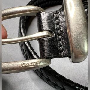 Coach Men’s Black Woven Leather Belt – Size 34 – Made in India